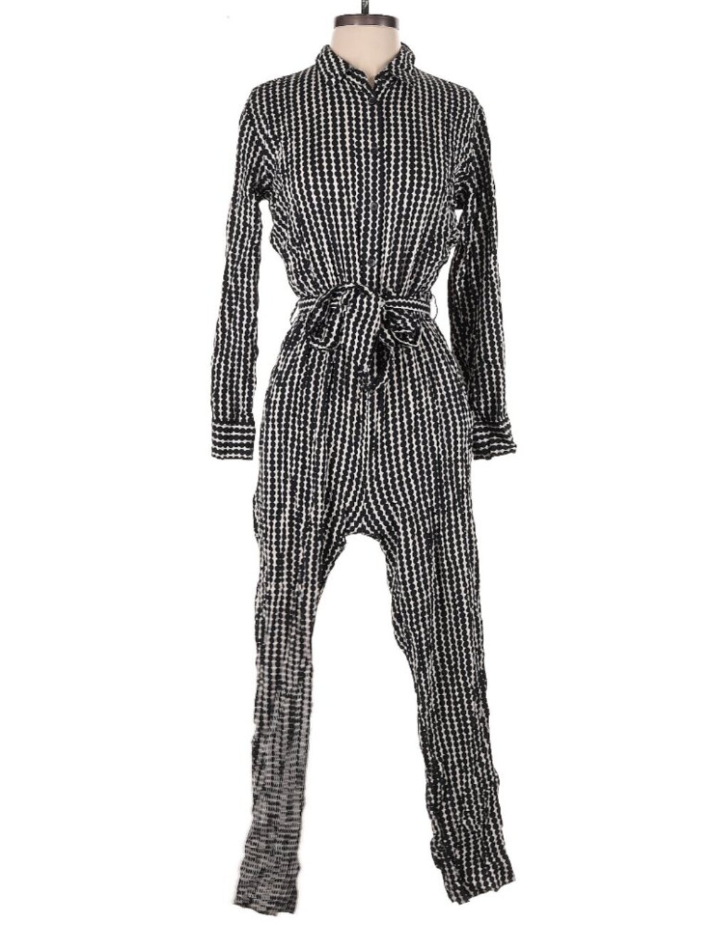 Uniqlo x Marimekko Black and White Long Sleeve Jumpsuit, EUC. XS